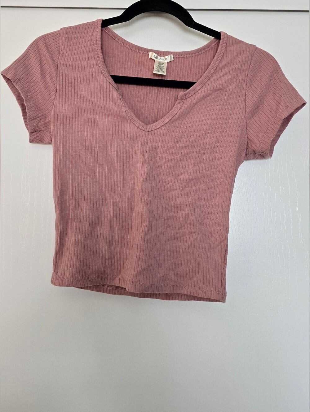 Bozzolo - Pink Short-Sleeve Ribbed Crop Top